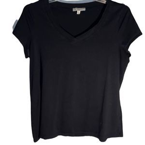 Holly Robinson Peete Top Womens Plus Size 1X Black Short Sleeve V Neck T-Shirt